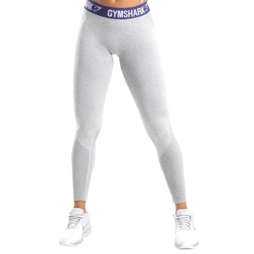 Gymshark Flex Leggings, Light Marl Grey/Indigo, Size S